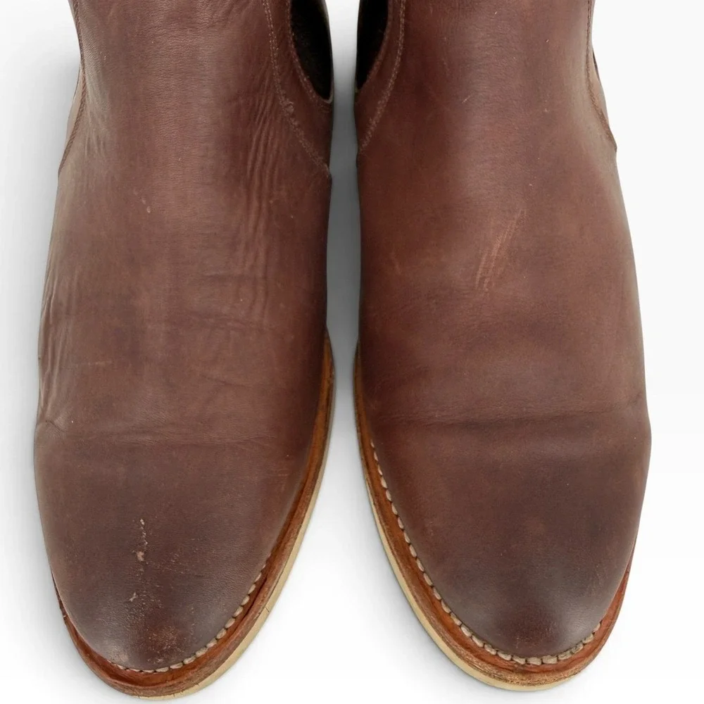 Tecovas The Luke Brown Leather Chelsea Boots Mens 9.5 EE Wide Vibram Wedge